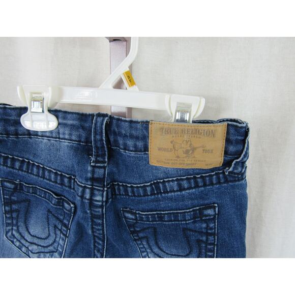 True Religion Girls Size 7 Denim Bermuda Shorts Frayed Hems - Picture 4 of 5